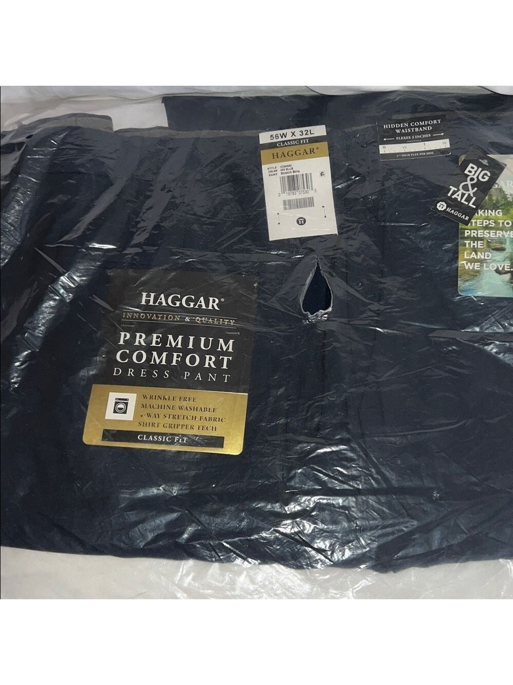 Haggar Premium Comfort Dark Blue Dress Pants, Big and Tall